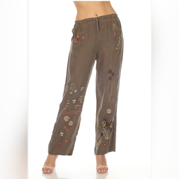 JOHNNY WAS PETE & GRETA EMBROIDERED LOUNGE PANTS SIZE XS - Picture 1 of 7